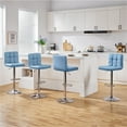 thumbnail image 4 of Topeakmart Modern PU Leather Bar Stools with Tufted Backrest and Footrest, Set of 2, Blue, 4 of 7