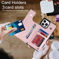 thumbnail image 4 of Dteck Slim Thin Fit Case for iPhone 13 Pro, Zipper Design Soft Silicone Shockproof Card Holder Slots Back Flip Phone Cover with Kickstand Magnetic Bracket Crossbody Shoulder Strap Case,Pink, 4 of 21