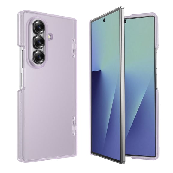 Lunvic for Samsung Galaxy Z Fold8 Ultra Case, Clear Matte Anti-Glare Hard PC Cover with Spring-Back Hinge Protection, Shock-Absorbing, Qi Wireless Charging Compatible, Mattepurple