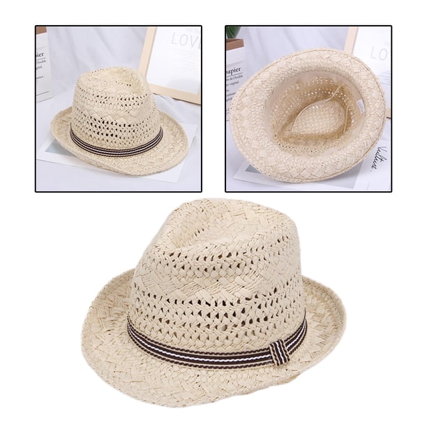 Sombrero Salvador Fedora de paja con visera para Mujer Beige