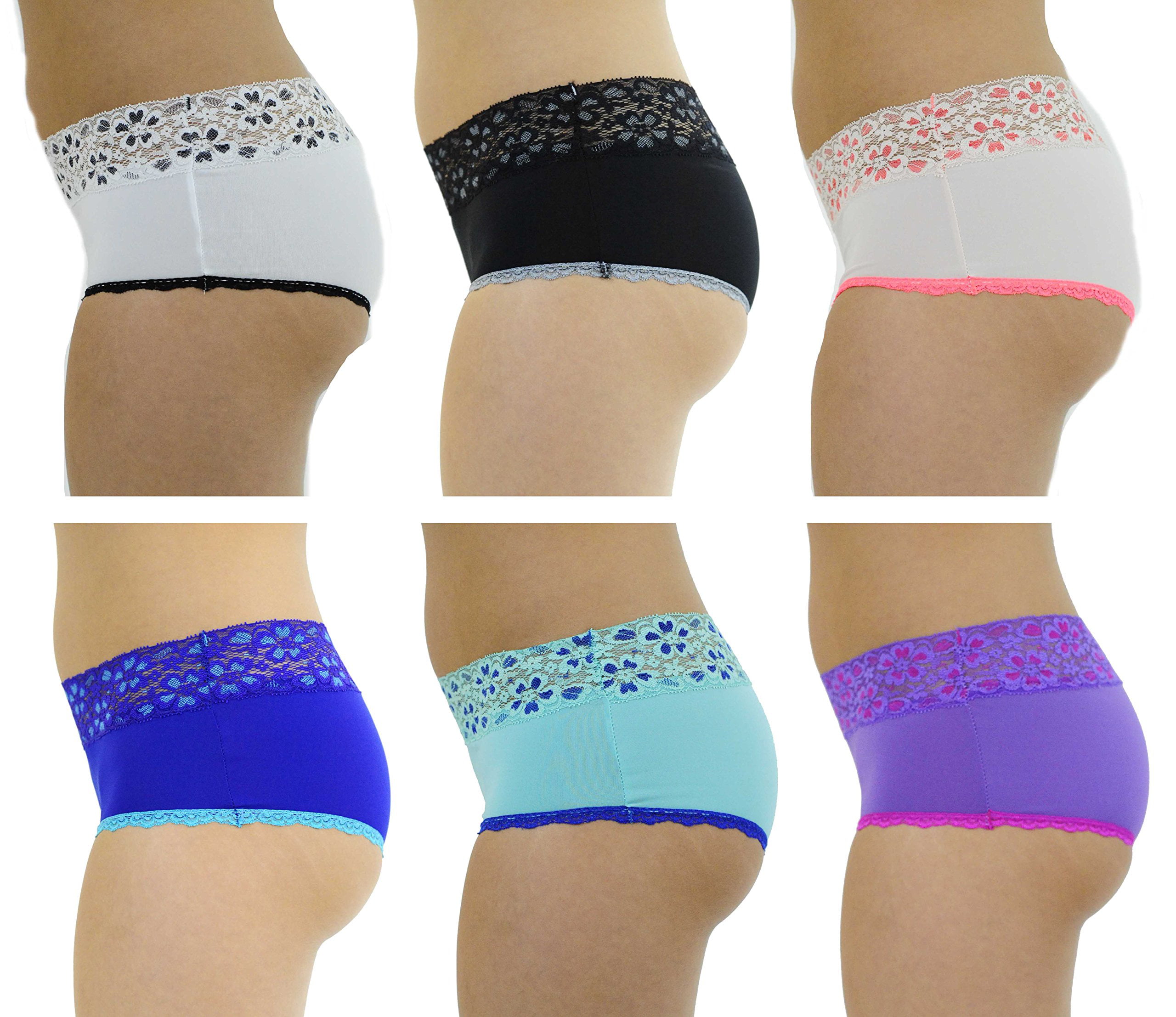 Just Intimates 6P-33013-L Boylegs / Panties for Women (Pack of 6) at   Women's Clothing store