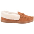thumbnail image 4 of ABSOLUTE FOOTWEAR Womens Easy Slip On Winter Suede Fleece Lined Moccasin Style Slippers with Bow - Cognac - US 8, 4 of 7