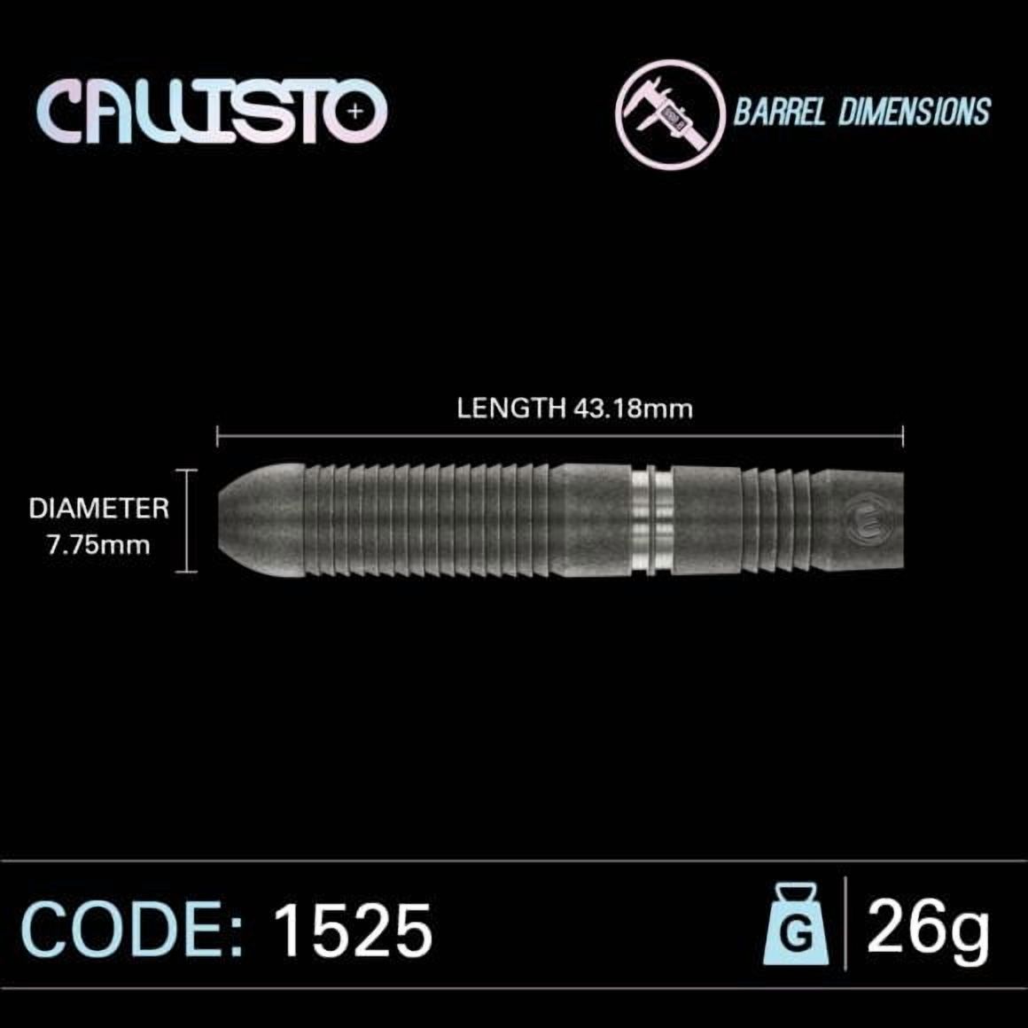 Winmau Callisto 3 Steel Tip Dart Set 26 gram 90% Tungsten Alloy