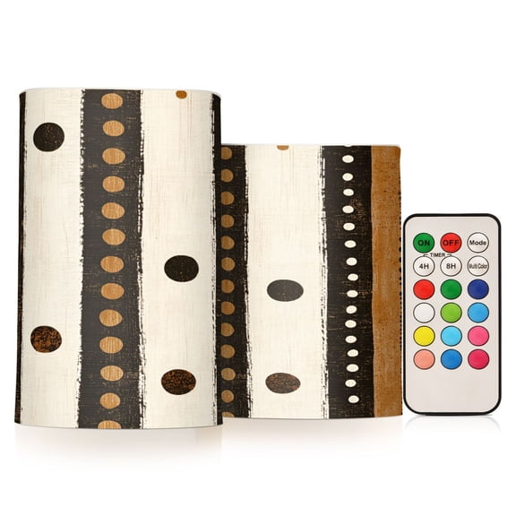 Yayeee Flameless Candles with Remote Flickering Battery Operated Multi Color Changing, Beige Abstract Dots