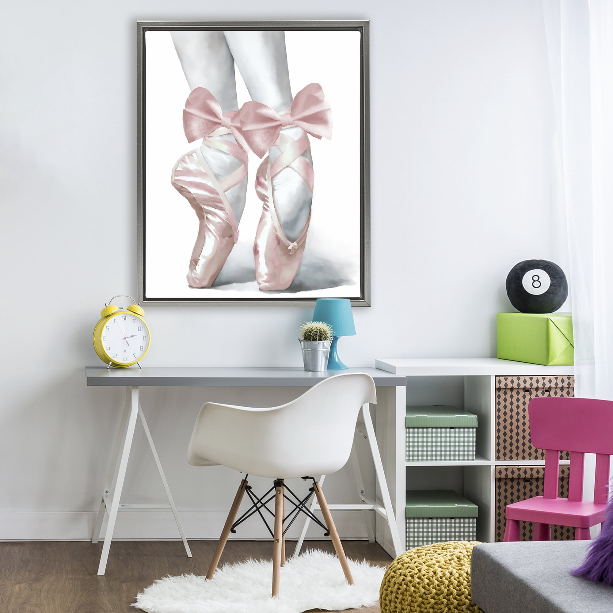 Stupell Industries Ballet Pointe Shoes Gray Framed Floater Canvas Wall Art, design by Elizabeth Medley