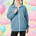 thumbnail image 2 of Atogsazn Kids Girls Full Zip Sweatshirt Childrens Long Sleeve Relaxed Fit Sweater Fall Jacket Outerwear Coat with Pocket Sky Blue 9-10 Years Fashion, 2 of 6