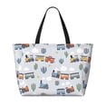 thumbnail image 2 of Daiia Trains And Cactuse Beach Travel Bag - Water-Resistant Beach Bag, Lightweight Tote with 7 Pockets for Women and Men - Gym,Pool,Camping,Reusable Grocery Bag, 2 of 7