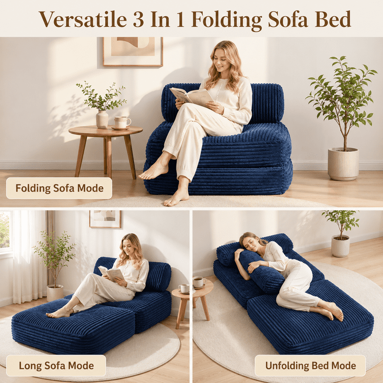 Neche Single Corduroy Convertible Sleeper Sofa - Folding, Pillow