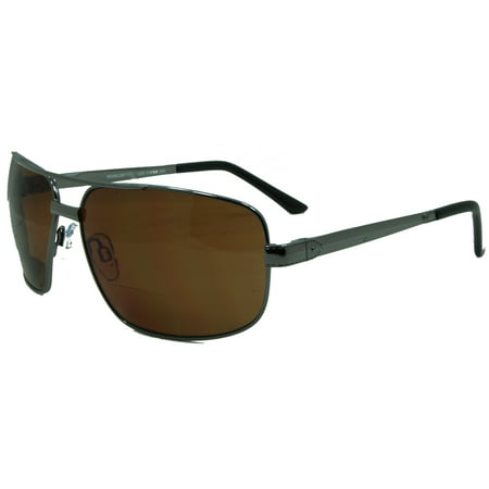 in style eyes just chillin polarized nearly invisible line bifocal sunglasses/pewter-brown/3.00 strength