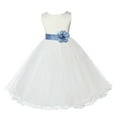 thumbnail image 2 of Ekidsbridal Girl Christening Flower Girl Dress - Ivory Ruffle Tulle with Tiebow 829T-A (Size: S-12), 2 of 3