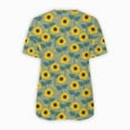 thumbnail image 4 of Dyegold Summer Tops for Women 2023 Trendy, Summer Womens Blouses and Tops Casual Sunflower Print Zipper Tshirt Short Sleeve V-Neck Tunic Tops Comfy Cozy ​Shirt, 4 of 5