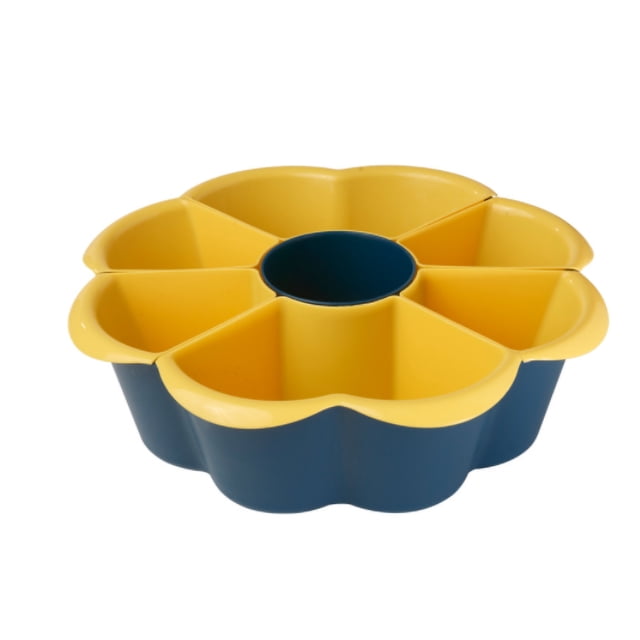 Bandeja de frutas con múltiples rejillas, cesta de drenaje multifuncional giratoria de 360°, bandeja para ollas calientes para el hogar, restaurante, azul lago, 7 rejillas