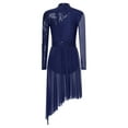 thumbnail image 3 of YiZYiF Lyrical Dance Dress for Women Sequins Long Sleeve Tulle Skirt Contemporary Dancing Clothes Navy Blue L, 3 of 7