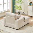 thumbnail image 6 of 55" Oversized Chaise Lounge Chair with Ottoman & Storage, Luxury Corduroy Sleeper Recliner with Built-in Cup Holder, Phone Stand & USB Charging Port, Perfect for Living Room & Bedroom, Beige, 6 of 9