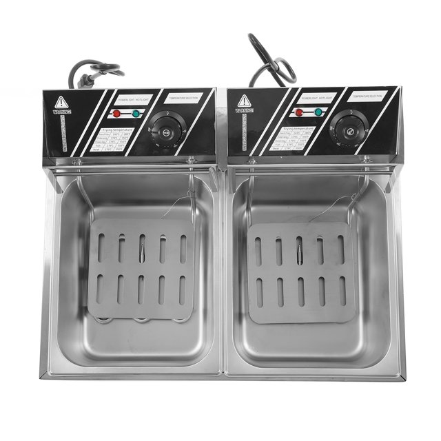 Dual Frying Machine, Electric Deep Fryer Stainless Steel For Home Kitchens