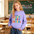 thumbnail image 2 of ZHOGXU Girls Hooded Sweatshirt Floral Letter Print Long Sleeve Back to School Pullover Hoodie For Kids Casual Loose Fit Everyday Wear,Light Purple,11-12 Years, 2 of 7
