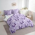 thumbnail image 3 of Homewish Purple Butterflies 7pcs Bedding Comforter Set For Girls,Chic Floral Dandelion Queen Bedding Sets Super Cozy,Dreamy Princess Queen Sheet Sets,Lightweight Room Decor,Reversible, 3 of 8