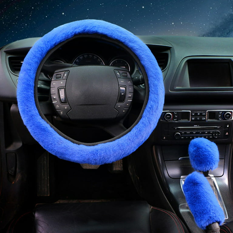 5 Pcs Fluffy Steering Wheel Covers Set Cute Furry Wool Car Accessories  Decoration with Handbrake Cover,Gear Shift,Shoulder Guard Cover,Universal  15