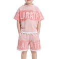 thumbnail image 2 of CUZIBR Kids Cool And Stylish Boys Summer Casual Outfit Sets Short Sleeve Two Piece Loose Fit Children For Play Clothes Sets,Pink,2-3 Years, 2 of 4