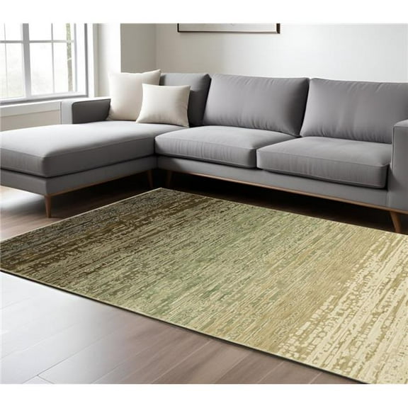 HomeRoots 575768 7 x 10 ft. Abstract Rectangle Area Rug, Brown & Green