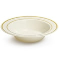 thumbnail image 2 of Gold Rimmed Ivory Bowls -12 ounce - 50 Count - Hard Plastic - Disposable or Reusable - Dessert Bowls - Salad Bowls- Cereal Bowls - Pasta Bowls - Ideal for Weddings, Parties, Gatherings & More!, 2 of 7