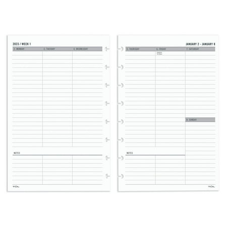 UPC: 0735854726966 | TUL® Discbound Weekly Refill Pages  Untimed  Junior Size  January To December 2023