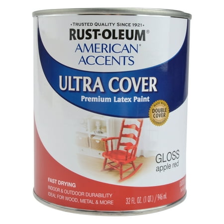 American Accents Paint - Rust Oleum American Accents Ultra Cover Latex Paint, Gloss Apple Red 32 oz