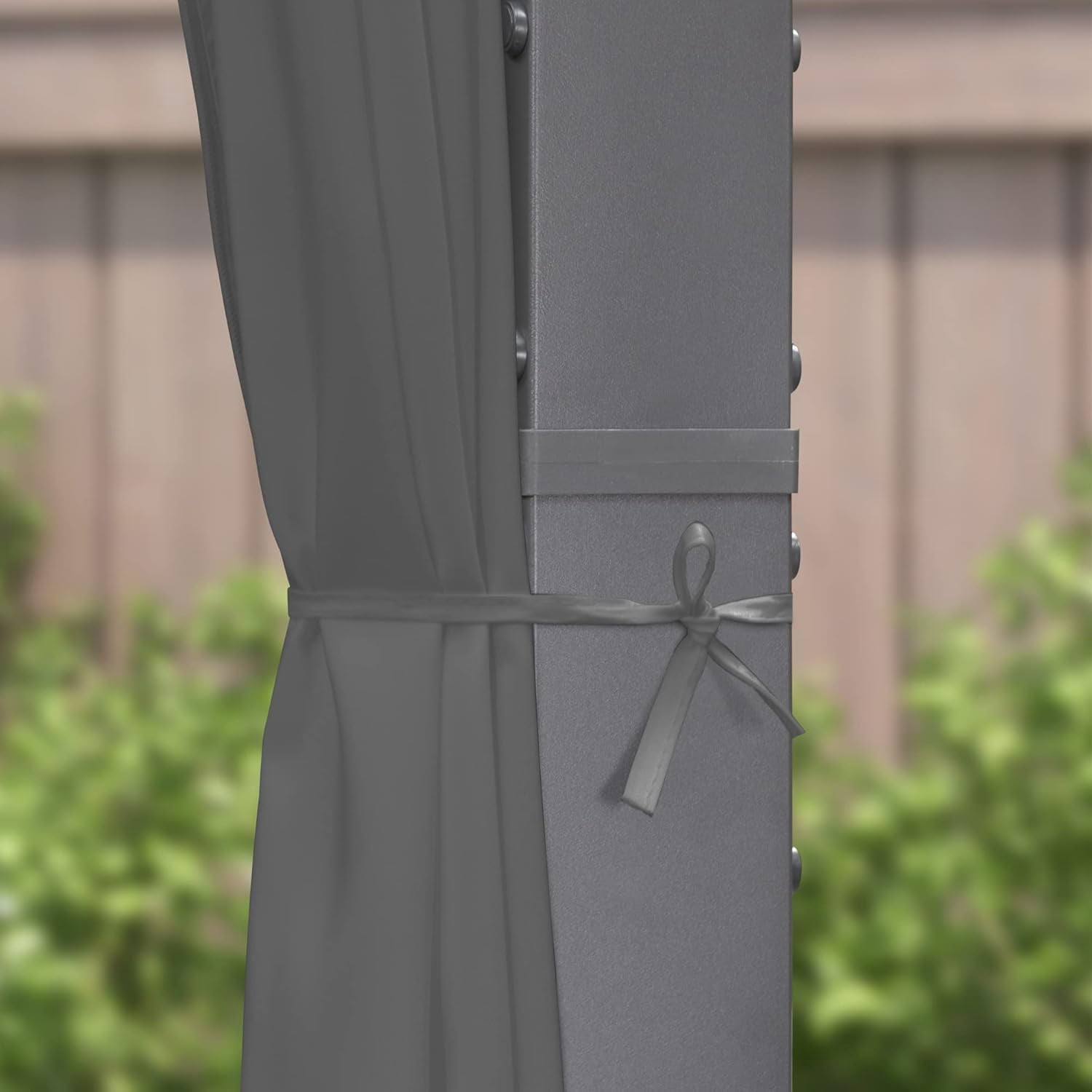 PURPLE LEAF Outdoor Curtains Privacy for 10' Side Pergola with Grommets and Rod Outside Porch Shade Patio Deck Retractable Replacement Gazebo Cabana Curtain Set of 2 Panels 49 x 82 inch Gray