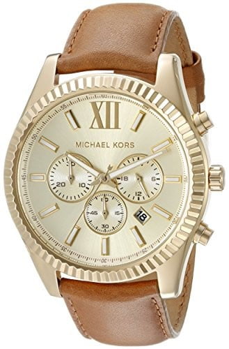 Michael Kors Men's Lexington Chronograph Gold-Tone Leather Watch