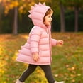 thumbnail image 4 of Chiccall Toddler Kids Cute Dinosaur Quilted Winter Coat Boys Girls Hooded Zip Padded Jacket Outerwear for Boys Girls Pink 5-6 Years, 4 of 10