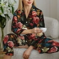 thumbnail image 4 of Wukai Rose Flowers Print Women's Pajama Set - Soft Long Sleeve Sleepwear for Comfort and Style-Small, 4 of 9