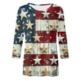 thumbnail image 5 of Lkhaha Tops for Women Trendy Fashion Casual Independence Day Printed Cropped Sleeve Clothes 2026 Blue 2XL, 5 of 5