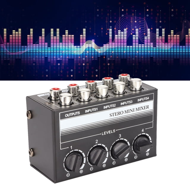 4 Channel Passive Mixer , Passive Mixer Low Noise Easy Setup for Recording Studio for Mobile Phones