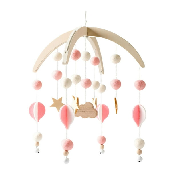 Móvil de Bebé con Bolas de Fieltro para Cuna, Juguete de Decoración Colgante para Dormitorio, Sonajeros para Cuna de Bebé, Móvil para Guarder Rosa