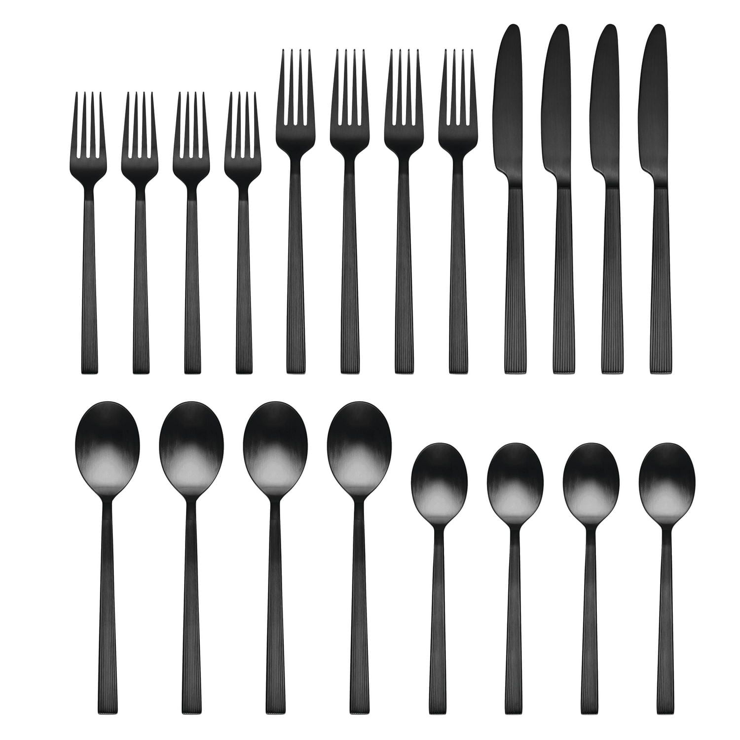 BHG RIVER BLACK SATIN 20PC FLATWARE SET, 20 Pc Flatware Set