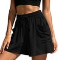 thumbnail image 2 of Bloomae Womens Elastic Waist Wide Leg Shorts Lightweight Drawstring Casual Lounge Short Pants Loose Comfy Summer Beach Vacation Shorts with Pockets, 2 of 10