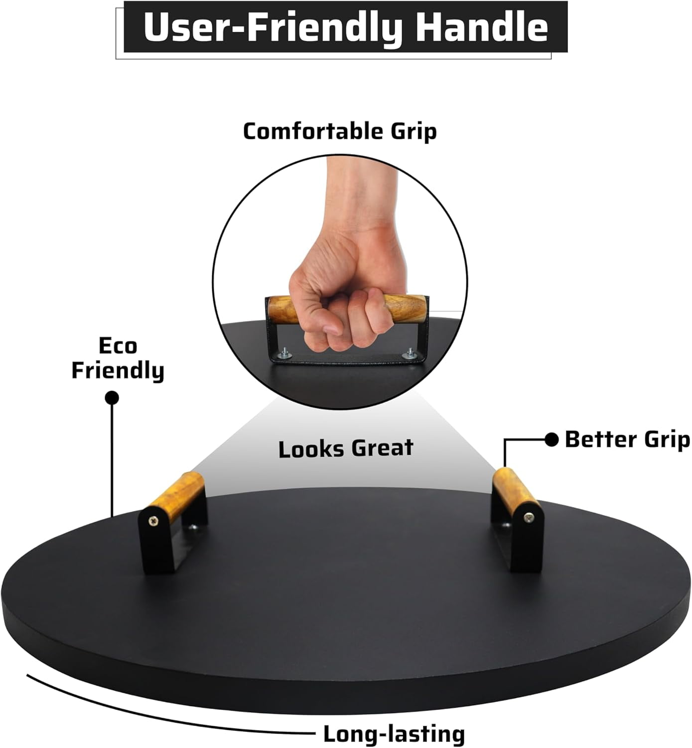 FEBTECH 22" Tabletop Fire Pit Lid - 16 Gauge Carbon Steel Fire Pit Potective Shield With Heat Resistant Coating - Perfect for Fire Pit Inside up to 20 Inches