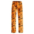 thumbnail image 4 of Dwralegc Women's Halloween Pajama Pants Long Bottoms Lounge Pajamas Pants Elastic Waist Funny Halloween Print Soft Pjs Pants Orange S, 4 of 4