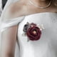thumbnail image 3 of Flor de cinta para el ojal de hecha a mano para la decoración del novio y los de cena , burdeos Vino Nuevo BLESIY Ramillete de rosas, 3 of 8