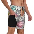 thumbnail image 3 of Fotbe Skull and Flowers Men’s Swim Trunks Quick Dry Swim Shorts Board Shorts with Mesh Lining-3X-Large, 3 of 9