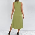 thumbnail image 7 of DeHolifer Satin Dress for Women Elegant Crewneck Solid Color Sleeveless Long Slit Side Cocktail Party Dresses Green XL, 7 of 7