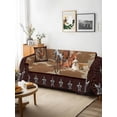 thumbnail image 3 of Brown Retro Horse Couch Cover for 2 Cushion Couch, Vintage Western Stars Country Washable Love Seat Sofa Covers Slipcover, Throw Sofa Covers for Pets, Furniture Protector 71"x102", 3 of 9