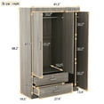 thumbnail image 7 of 3-Door Mirror Wardrobe Cabinet Closet  2 Drawers and Storage Shelves,  Bedroom Organizer, Gray, 7 of 7