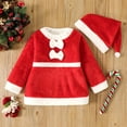 thumbnail image 2 of PENGXIANG Robe Courte en Velours Patchwork à Manches Longues avec Nœud pour Enfants et Filles, Automne et Hiver, 2 of 5