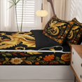 thumbnail image 5 of Manfei Gothic Dragon Animals Zipper Twin Comforter Sets with Fitted Sheet and 2 Pillowcases,Vintage Floral Rose Zipper Bedding Set,Brown Orange,Black Reversible,4pcs, 5 of 8