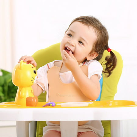 Baby Boys Girls Kids Baby Bibs Foldable Waterproof Silicone Solid Color Feeding Bibs Saliva