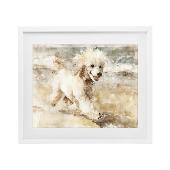 Stupell Industries Coastal Breeze & Poodle White Framed Print Under Glass, design by Svetlana Aleynikova