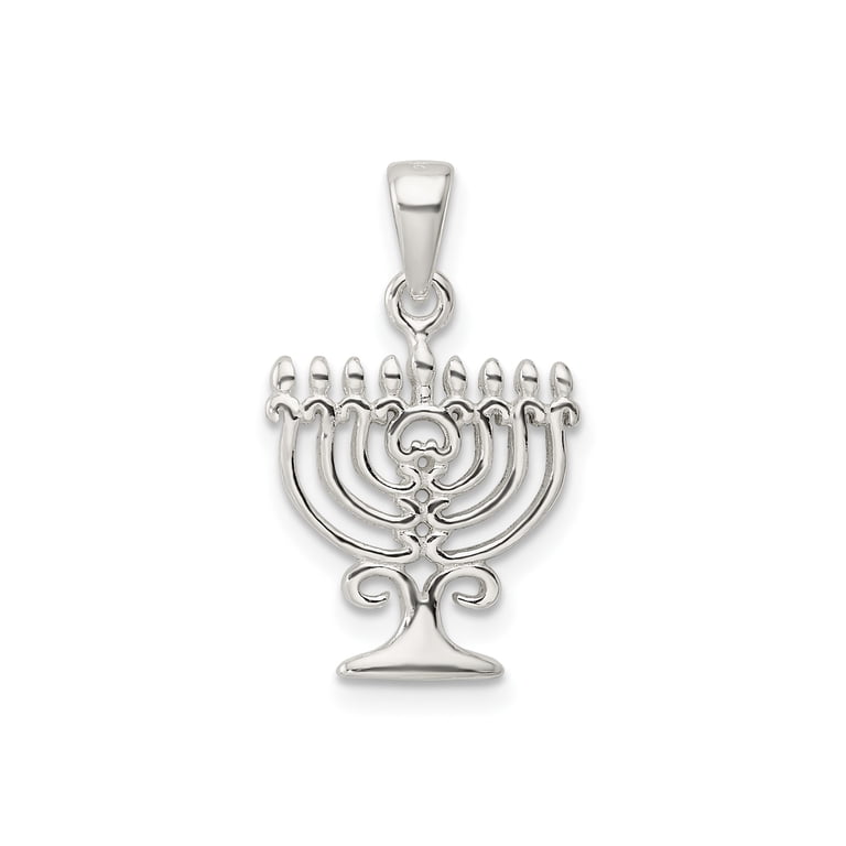Sterling Silver Menorah Pendant Necklace photo 1