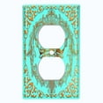 thumbnail image 2 of Metal Light Switch Plate Cover Elegant Teal Crown Frame FRA019, 2 of 13