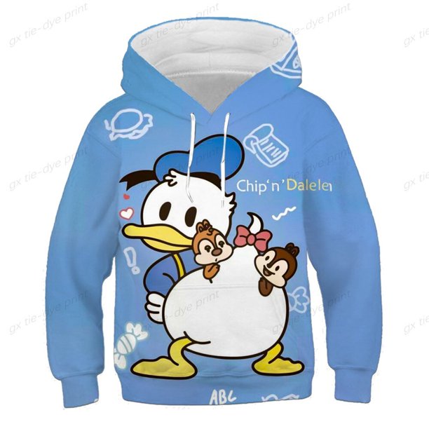 Nueva sudadera informal de Disney Donald, sudadera con capucha para niños con estampado 3d, jersey de manga larga, ropa de calle, niños y niñas160 zhangmengya CONDUJO